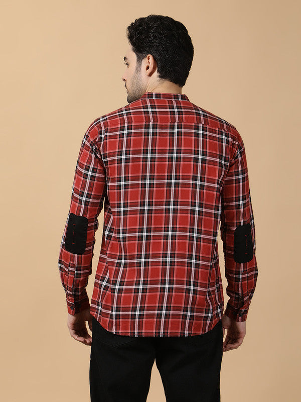Kuons Avenue Men's Black & Salmon Cotton Checks Casual Shirt