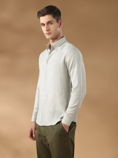 Green Regular Fit Casual Cotton Shirt for men (CINTIO)