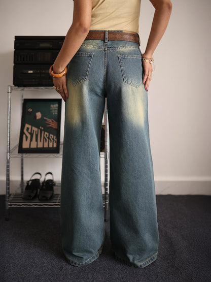 Vintage Drift Blue Tinted Wide Leg Jeans