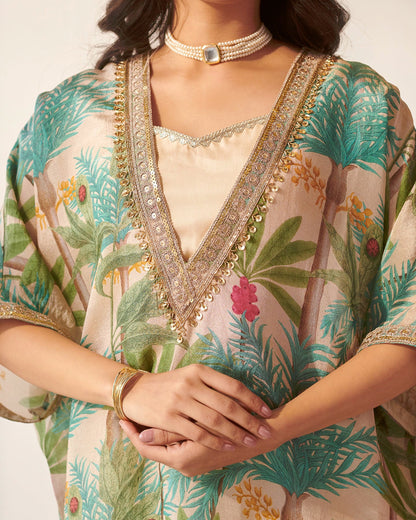 Off White Foliage Print kurta set Set