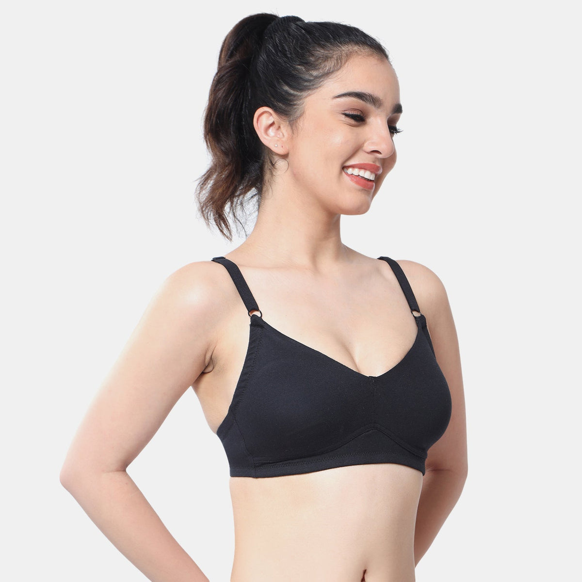 Envie non padded non wired full coverage t shirt bra NVB1092 black seamless smooth everyday comfort bra for women