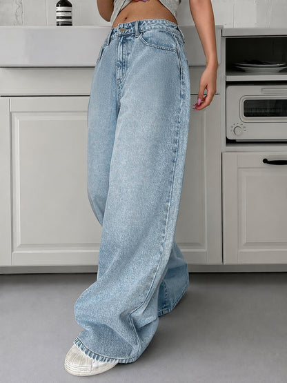 80s Ice Blue Washed Super Wide Leg Jeans