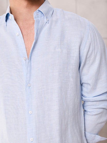 Blue Regular Fit Formal Linen shirt for men (ELISO)