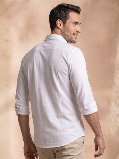 Slim Fit White Cotton Solid Formal Shirt for Men (FOREN)