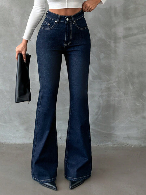 Classic Dark Blue Washed Bootcut Jeans