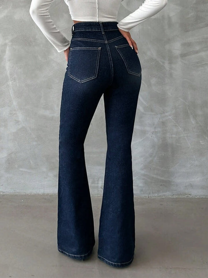 Classic Dark Blue Washed Bootcut Jeans