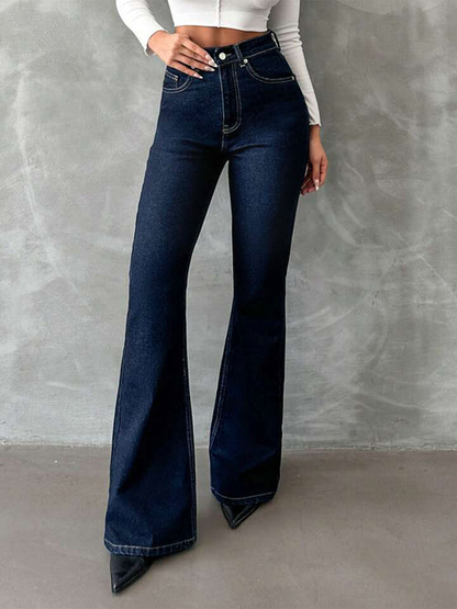 Classic Dark Blue Washed Bootcut Jeans
