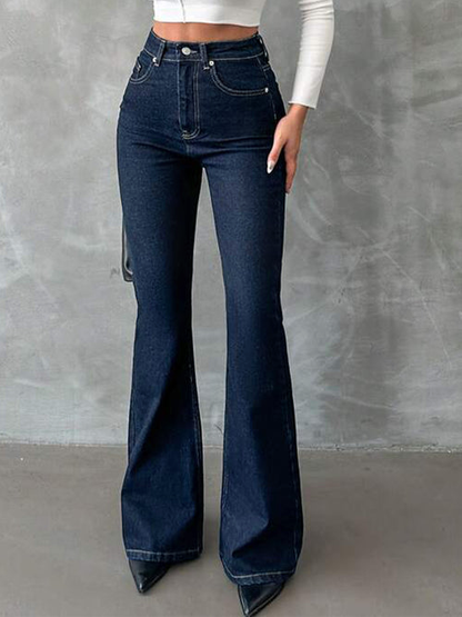 Classic Dark Blue Washed Bootcut Jeans