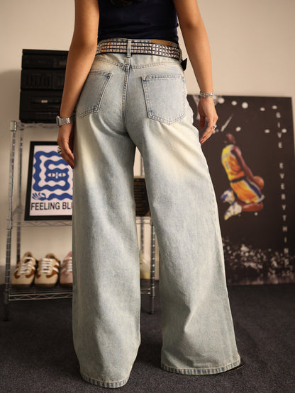 80s Cool Blue Tinted Super Wide Leg Jeans