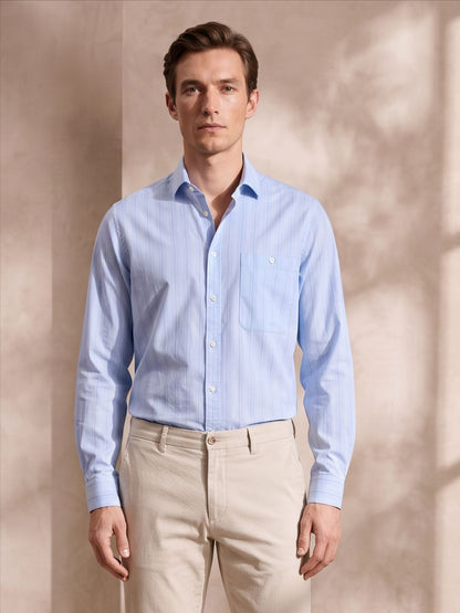 Relaxed Fit Blue Cotton Casual Shirt for Men (BIEN)
