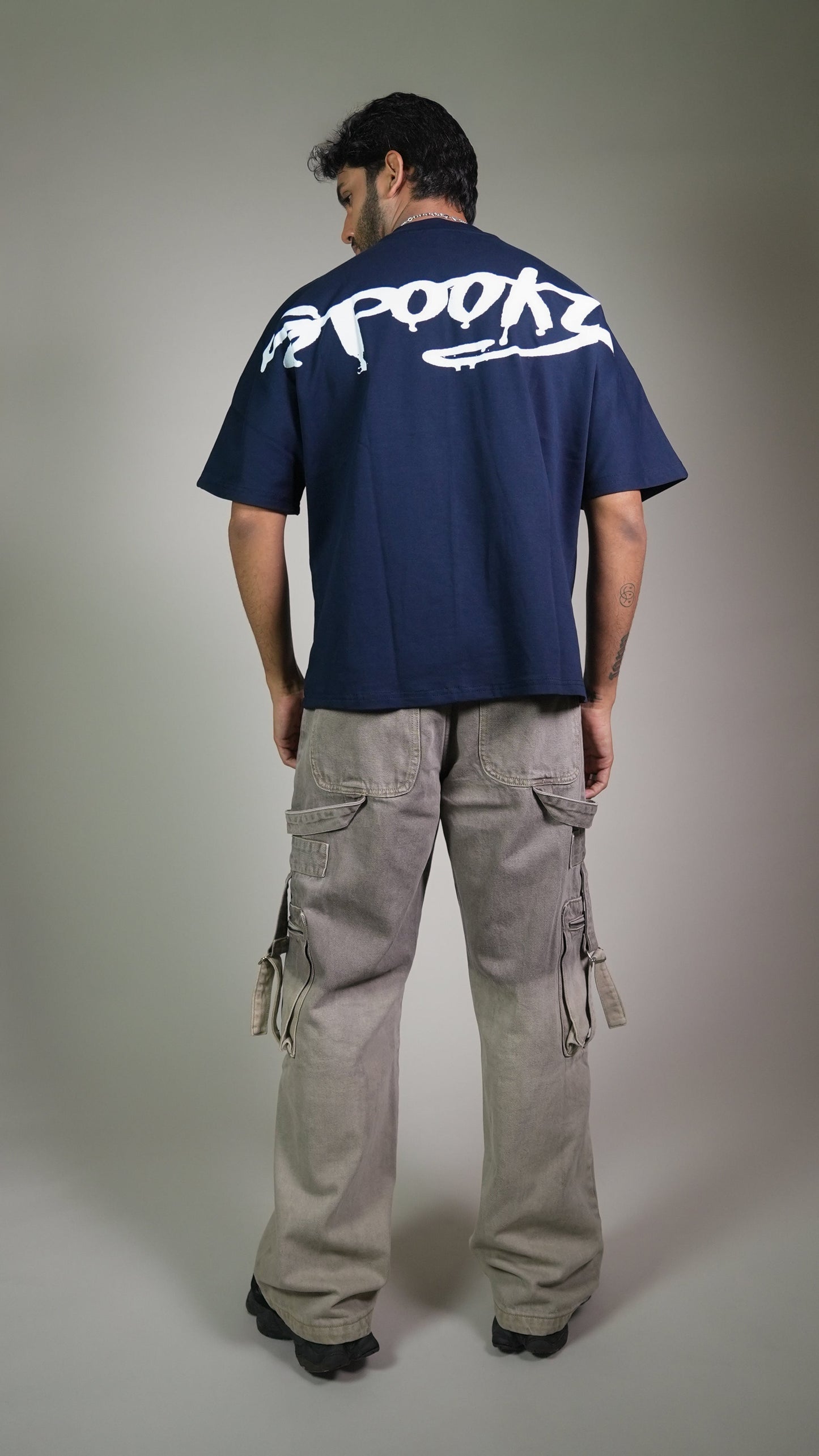 Midnight Spooky Navy Men’S Oversized T-Shirt Rustlines