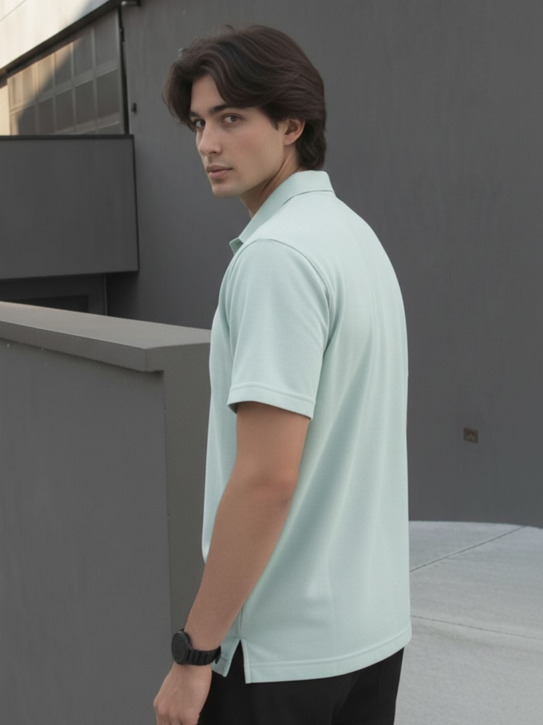 Men Solid Jade Cotton Polo Collar Half Sleeve Regular Fit T-Shirt