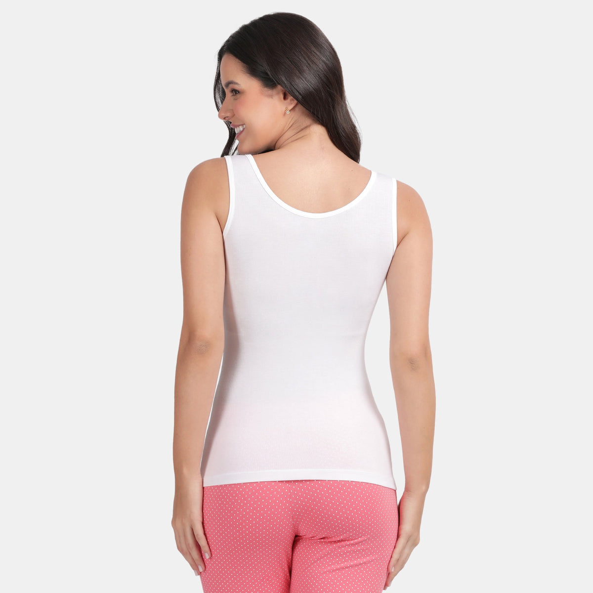 Envie NVC3006 White U-Neck Cotton Tank Top Pack of 2 Layering Slip