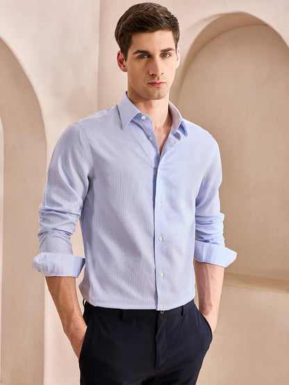 Blue Regular Fit Formal Cotton Non-Iron Shirt for Men (NISTO)