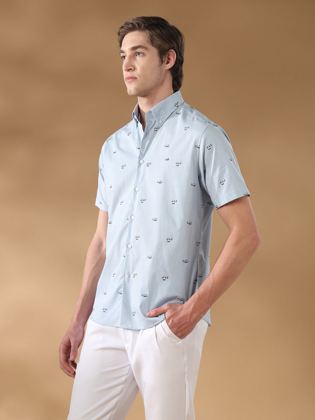 Blue Regular Fit Casual Cotton Shirt for men (CULIX)