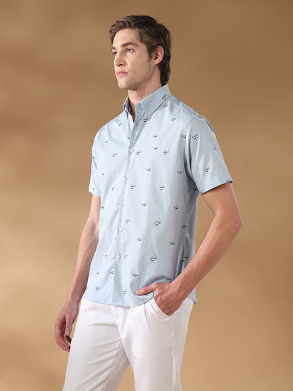 Blue Regular Fit Casual Cotton Shirt for men (CULIX)
