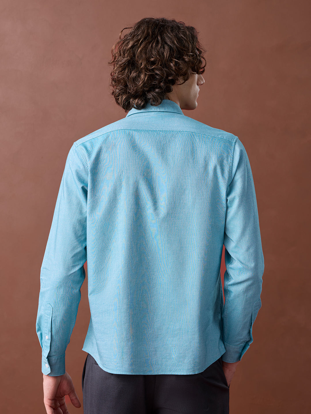 Teal Blue Regular Fit Solid Casual Cotton Shirt for Men (CRANE)