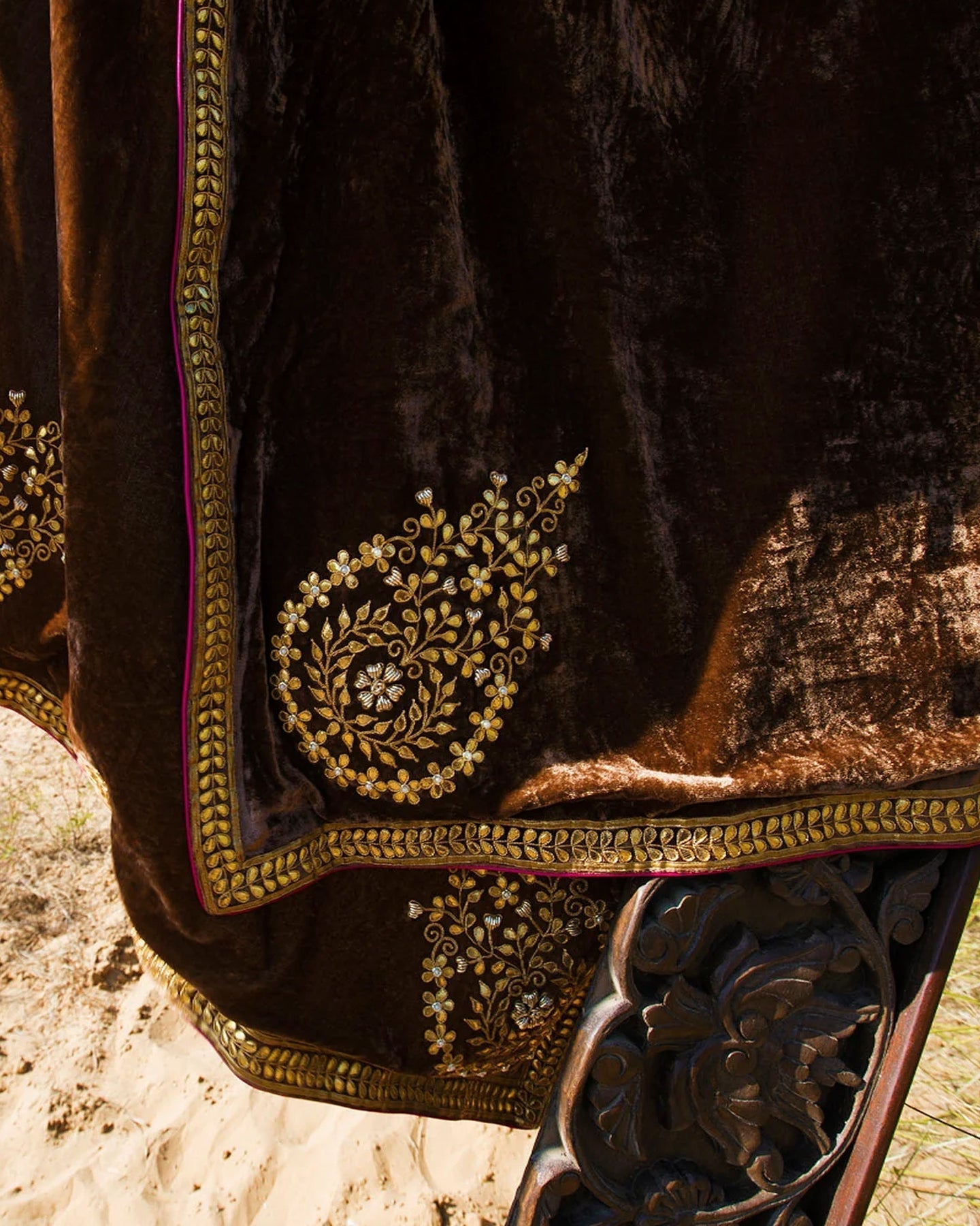 BROWN SILK VELVET KURTA SET