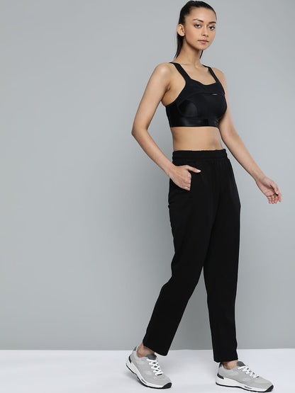 Alcis Women Black Solid Straight Fit Track Pants