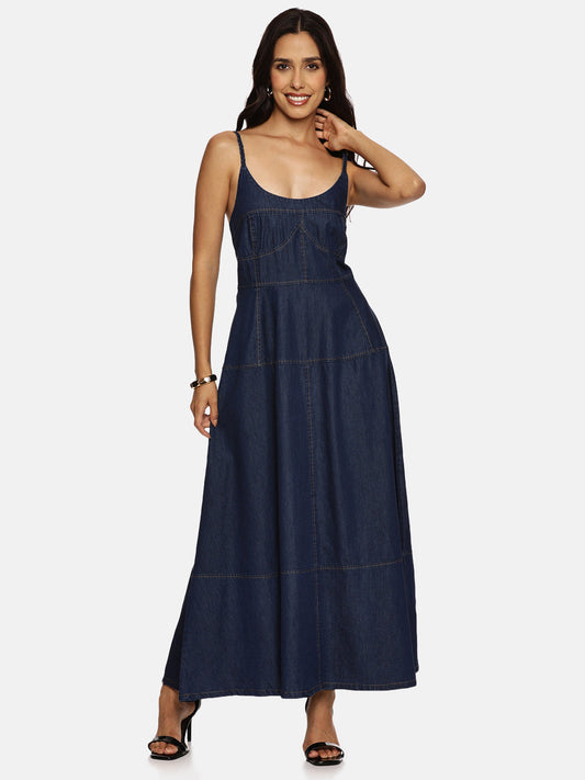 IS.U Dark Blue Denim Midaxi Dress