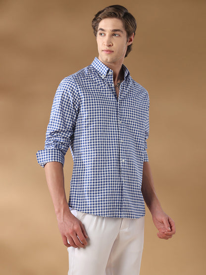 Blue Regular Fit Casual Cotton Shirt for men (CAXEN)
