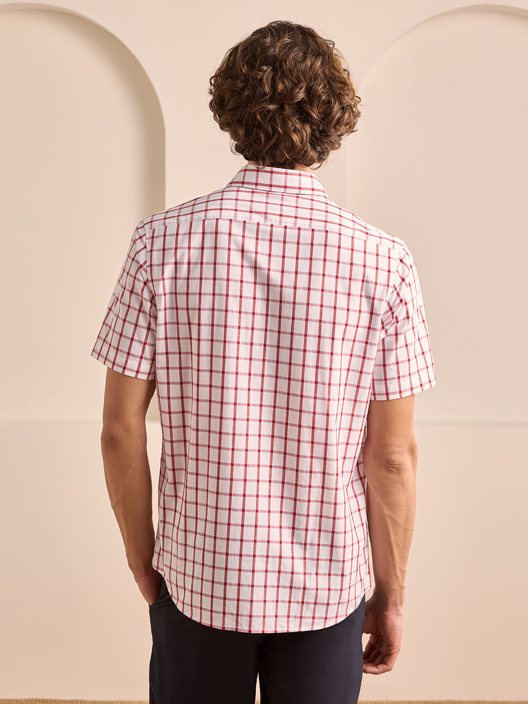 Pink Regular Fit Checked Casual Cotton Shirt for Men (AMATO)