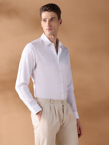 White Slim Fit Solid Formal Shirt for Men (FIANO)