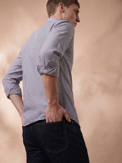 Slim Fit Cotton Purple Casual Shirt for Men (BERGI)