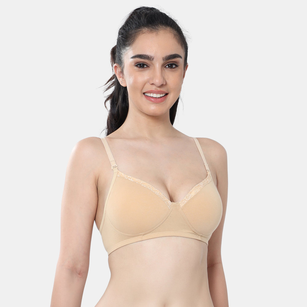Envie Padded Non-Wired 3/4th Coverage T-Shirt Lace Bra