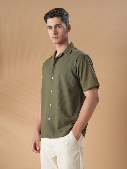 Olive Green Regular Fit Casual Cotton Shirt for men (CURAT)