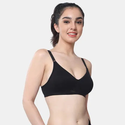Black t shirt lace bra Envie non wired non padded full coverage seamless lace bra invisible under clothes daily wear