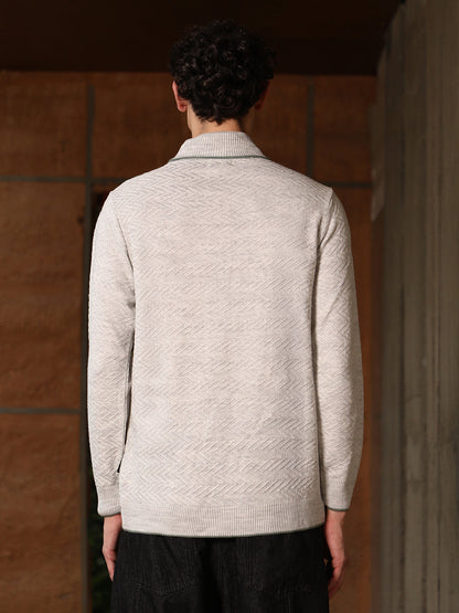 Herringbone Textured Pullover Sweater
