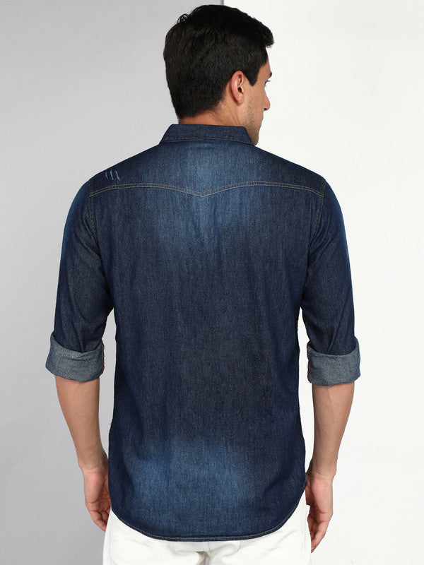Kuons Avenue Men's Dark Denimax Blue Denim Casual Shirt