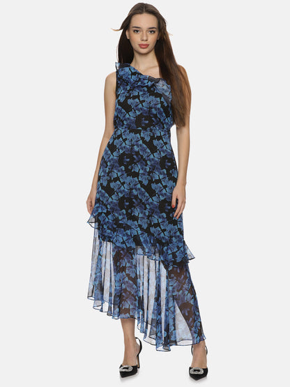 Buy One Shoulder Midi Dress For Women In Blue