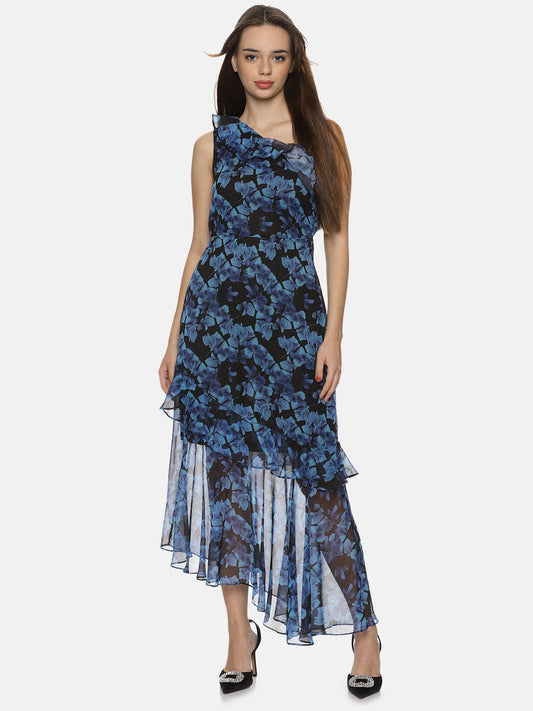 Buy One Shoulder Midi Dress For Women In Blue