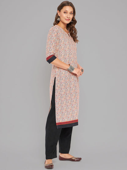 Women Multicolor Printed Straight Kurta