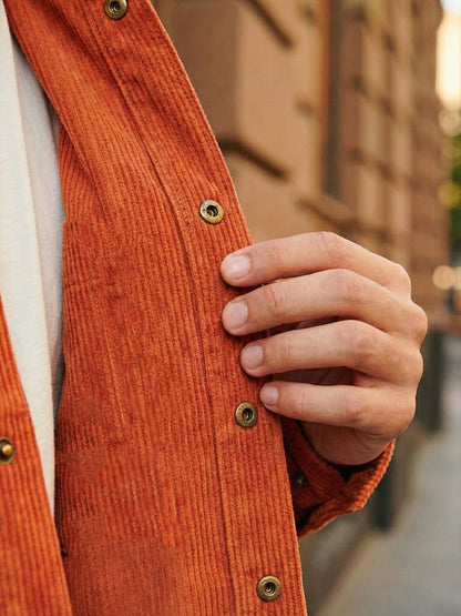 Men's Corduroy Oversized Rust Orange Shacket