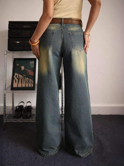 Vintage Drift Blue Tinted Wide Leg Jeans