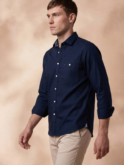 Regular Fit Cotton Navy Blue Formal Shirt for Men (EVRIN)