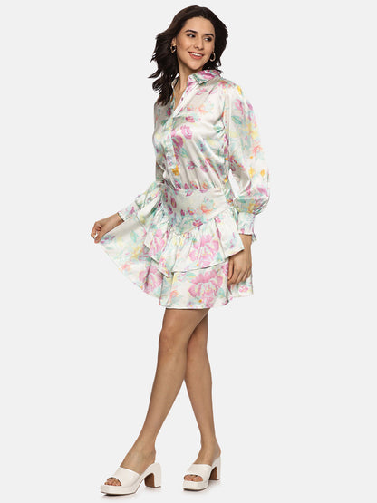 Buy White Ruffle Mini Skirt For Women