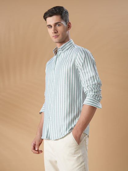 Green Regular Fit Formal Cotton Shirt for men (CORTE)
