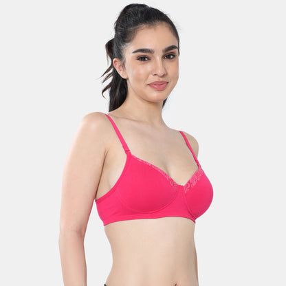 Envie Padded Non-Wired 3/4th Coverage T-Shirt Lace Bra