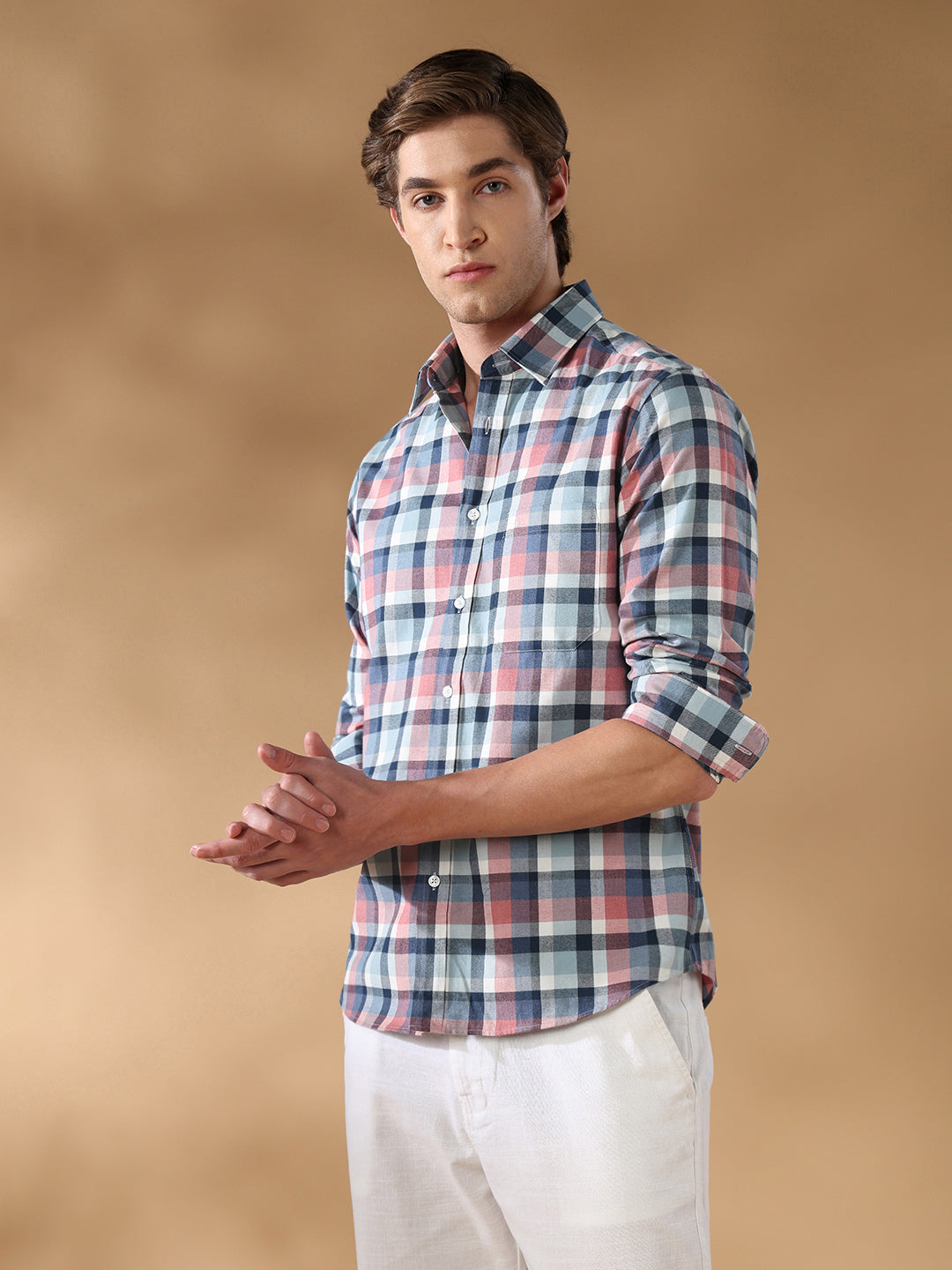 Pink Regular Fit Casual Cotton Shirt for men (ADELE)