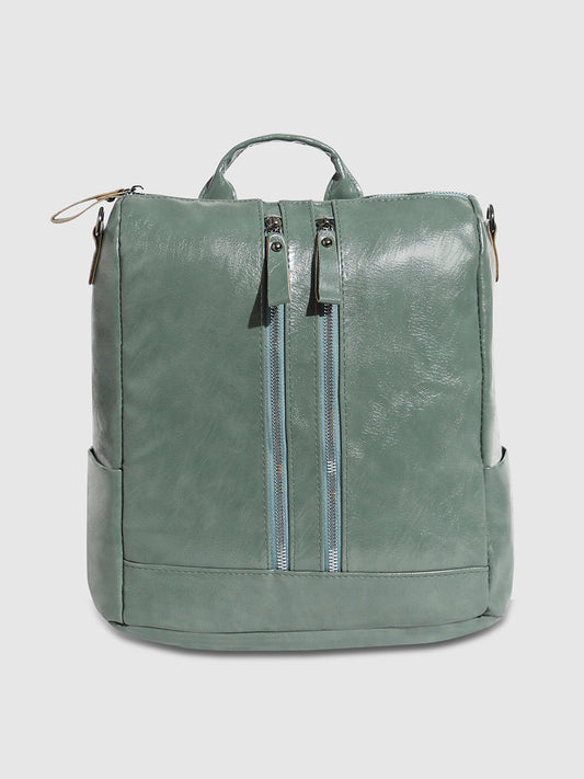 The Zip-Front Broad Backpack - Sage Green