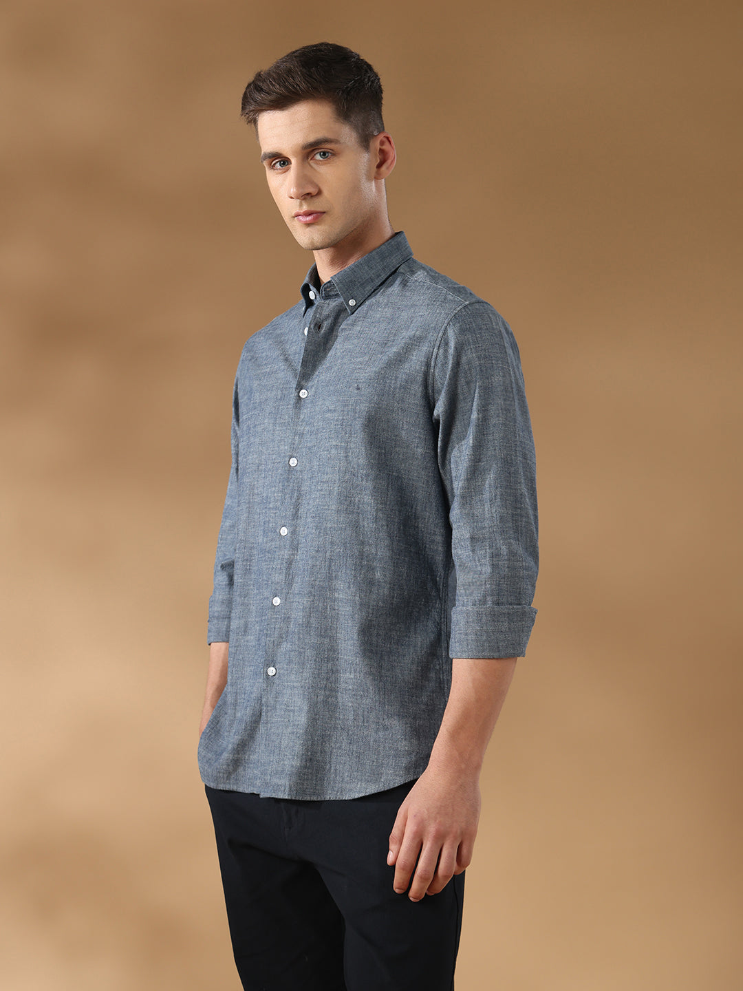 Grey Regular Fit Formal Cotton Shirt for men (CANTO)