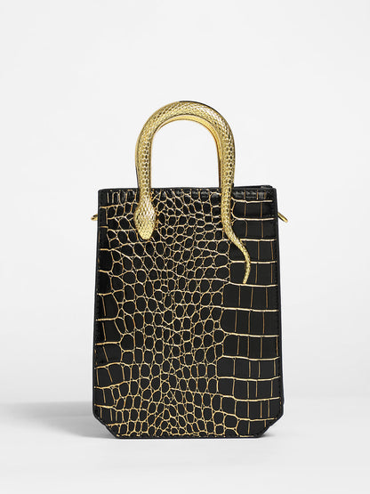 The Gilded Viper Hand Bag - Onyx Black