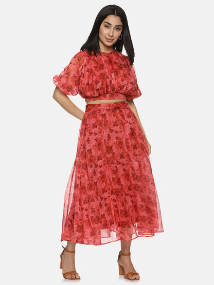 Buy Red Puffed Crop Top For Women