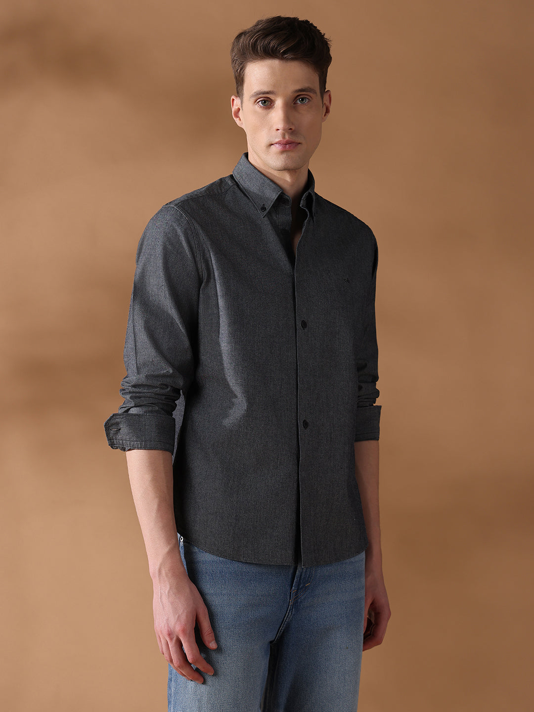 Black Regular Fit Solid Casual Shirt for Men (LELIA)