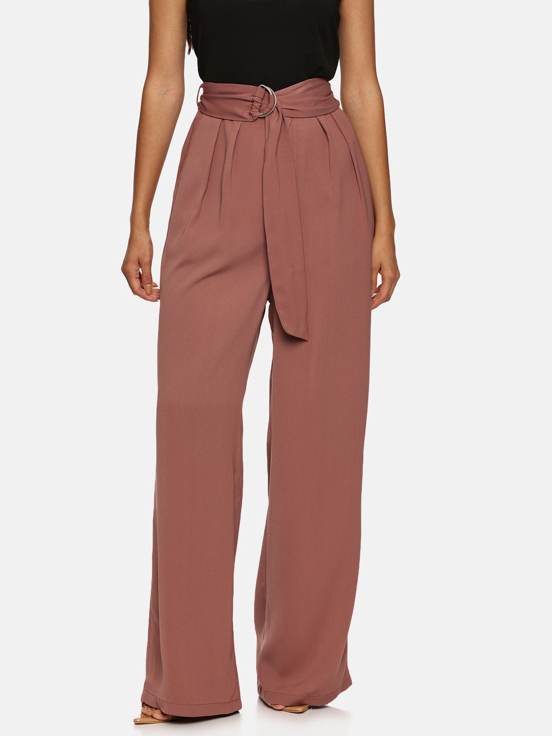 IS.U Mauve Wide Leg Belted Pant