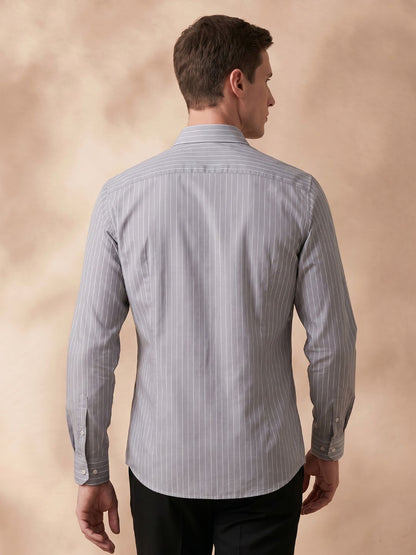 Slim Fit Cotton Grey Formal Shirt for Men (FELIT)